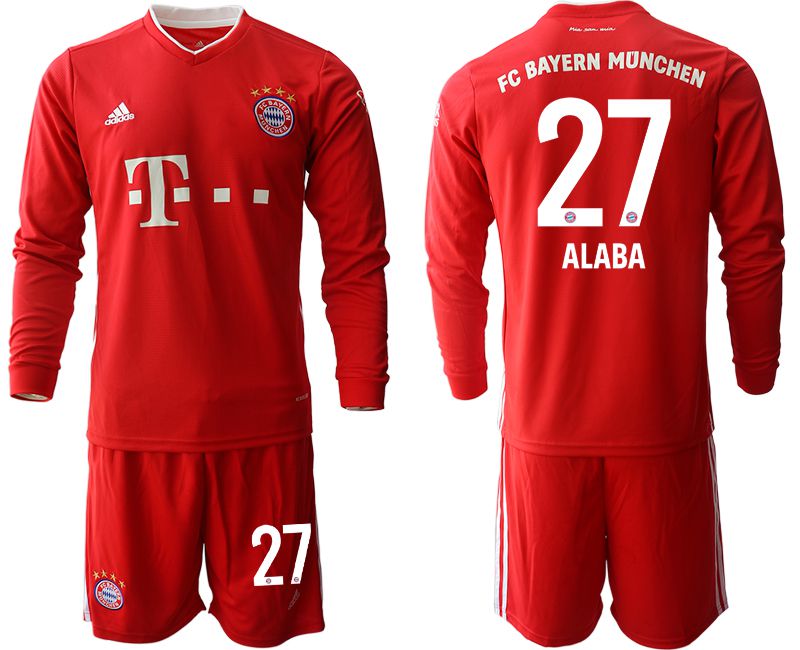 Men 2020-2021 club Bayern Munich home long sleeves #27 red Soccer Jerseys